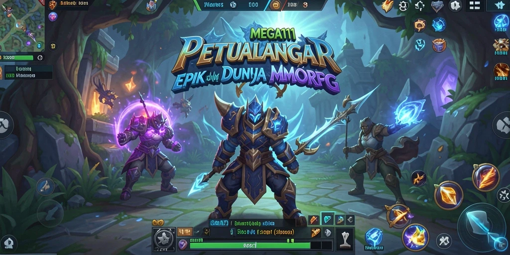Screenshot utama MEGA111 yang menampilkan aksi pertempuran MMORPG yang seru.