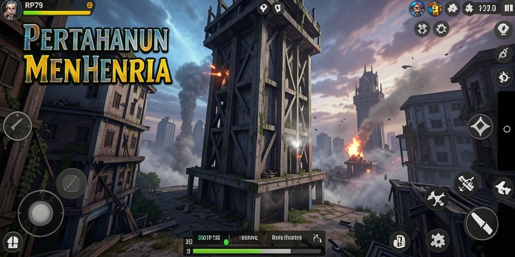 Tampilan gameplay RP79 dengan pertahanan menara yang strategis.