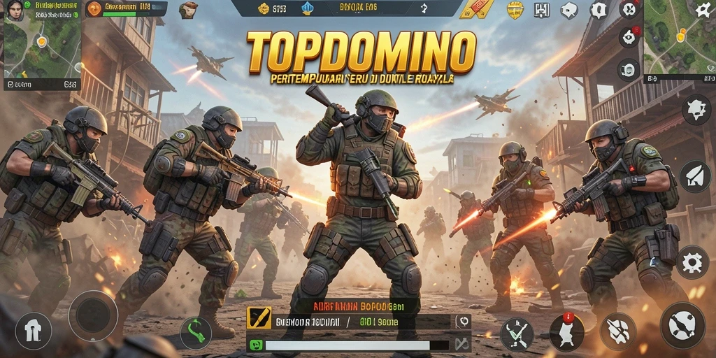 Screenshot menunjukkan aksi pertempuran seru dalam TOPDOMINO.